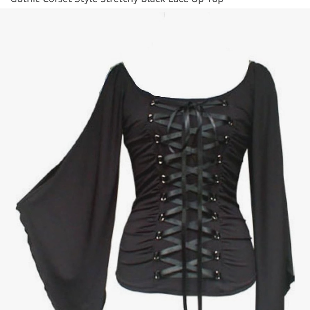 Black Lace-Up Gothic Corset Top